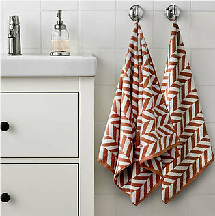 2 PCs Bath Towel Yarn Dyed-Brown Chevrons