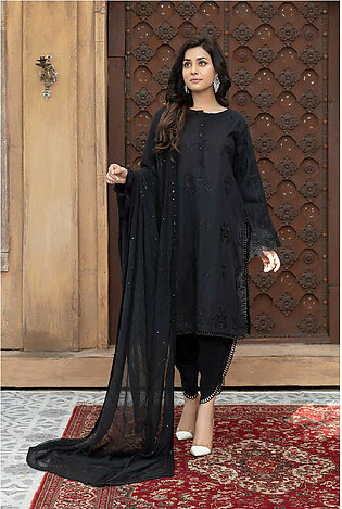 3-Pc Embroidered Lawn Shirt With Chiffon Dupatta and Tulip Shalwar CNP22-81