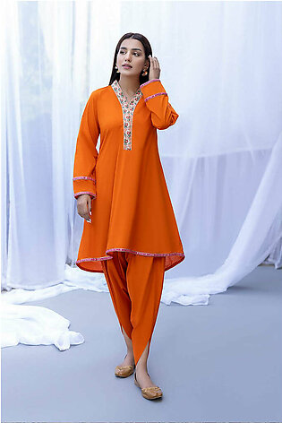2-Pc Embriodered Peplum Frock With Tulip Shalwar CNP22-85