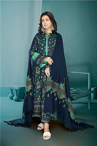 3-Pc Digital Printed Viscose Long Shirt With Pashmina Shawl and Straight Trouser CPM22-123-S