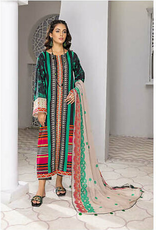 3 Pc Charizma Lawn Printed Suit with Embroidered Dupatta PEC22-77