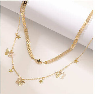 2pcs Butterfly and Star Charm  Necklace