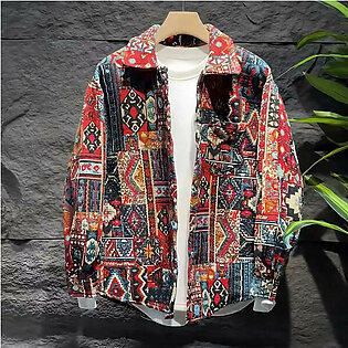 Spring and Autumn Long Sleeved Jacket Coat Shirt Men's and Women's Short Loose Polo Collar Jacquard Weaving Versatile Casual