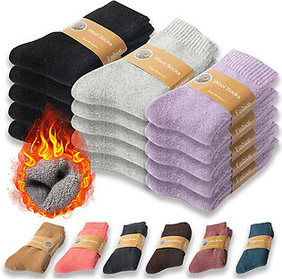 5 Pairs/set Wool Socks Women Hiking Winter Warm Thick Cozy Boot Thermal Solid Soft Sock for Ladies Crew Comfy Work Sock Men in Pakistan