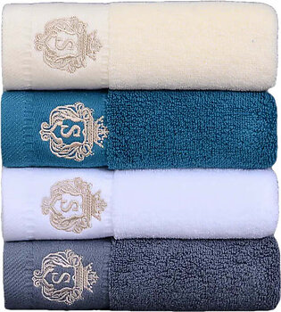 Inyahome 100% Organic White Cotton Towel Set of 1/4/6 Embroidered Luxury Large Bath Hand Face Towel Set for Daily Use Toallas 타월