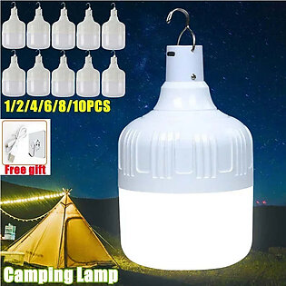1/2/4/6/8/10pcs Camping Light USB Rechargeable LED Emergency Lamp Outdoor Portable Lanterns with Hook for BBQ Tents Battery Bulb in Pakistan