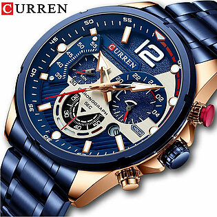 CURREN Watches Men's Sport Quartz Chronograph Wristwatches Luxury Stainless Steel Clock with Luminous Watch Relogio Masculino in Pakistan