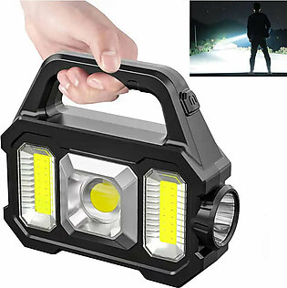 Solar Rechargeable Flashlight  Zoomable Waterproof  COB LED Torch Brightly Light Portable Powerful Lantern  for Camping in Pakistan