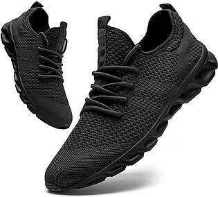 Men Casual Sport Shoes Light Sneakers White Outdoor Breathable Mesh Black Running Shoes Athletic Jogging Tennis Shoes in Pakistan
