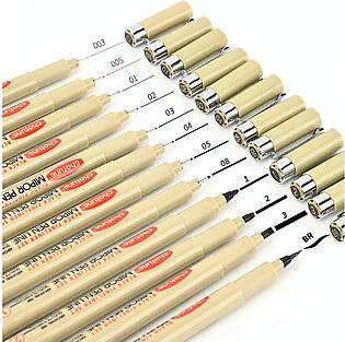 12 Tip Pigment Liner Micron Ink Marker Pen for Manga Draw Sketching Needle Pen Hook Line Pen Sketch Stationery Set Art Supplies in Pakistan