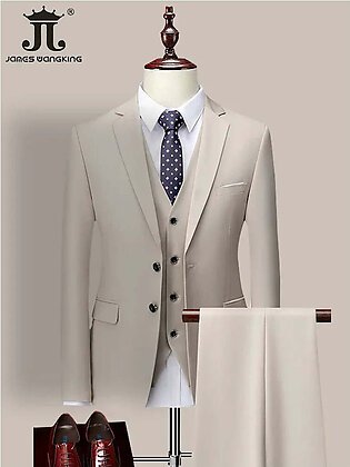 14 Color M-6XL ( Jacket + Vest+Pants ) High-end Brand Formal Business Mens Suit Three-piece Groom Wedding Dress Solid Color Suit in Pakistan