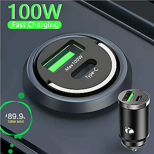 100W Mini Car Charger Lighter Fast Charging for iPhone QC3.0 Mini PD USB Type C Car Phone Charger for Xiaomi Samsung Huawei in Pakistan