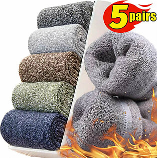 5Pairs Super Thick Winter Woolen Merino Socks for Men Towel Thermal Warm Sport Socks Cotton Male's Cold Snow Boot Terry Sock in Pakistan