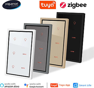 Yagusmart Tuya Zigbee Light Switch Scene Switch 4 Gang 4x2 Touch Wall Switches Neutral Required Alexa Google Home Voice Control in Pakistan