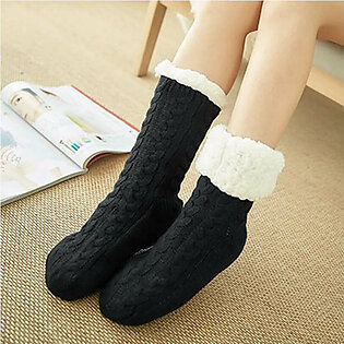 Fuzzy Slippers Socks Women Winter Plush Anti non slip Grip Soft  Floor Sock Female thick Fluffy Sleeping Short Thermal Sock in Pakistan
