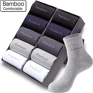 10 Pairs / Lot Bamboo Fiber Socks Men Casual Business Anti-Bacterial Breatheable Men's Crew Socks High Quality Guarantee Sock in Pakistan