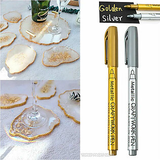 1-4Pcs Metallic Waterproof Permanent Marker Pens for DIY Epoxy Resin Mold Gold Silver Color Drawing Supplies Craft Marker Pen in Pakistan