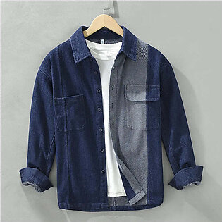 Spring Autumn Classical New Men's Cotton 100% Patchwork Denim Shirt Long Sleeve Loose Casual For Men Turn-down Collar Clothing