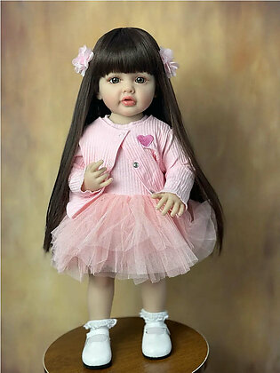 BZDOLL 55CM 22Inch Can Stand Reborn Baby Lifelike Girl Doll Full Soft Silicone Body Princess Toddler Bebe Birthday Gift in Pakistan