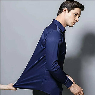 New Stretch Anti-Wrinkle Cotton Men's Shirts Long Sleeve Dress Shirts For Men Slim Fit Camisa Social Business Blouse White Shirt in Pakistan