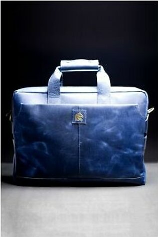 Kordovan Leather Crazy Horse Laptop Bag Blue - 21020472