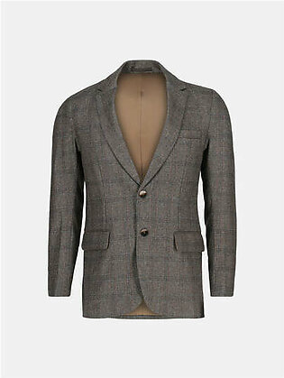 Dark Brown Checkered Wool Cashmere Blazer - Sartoria