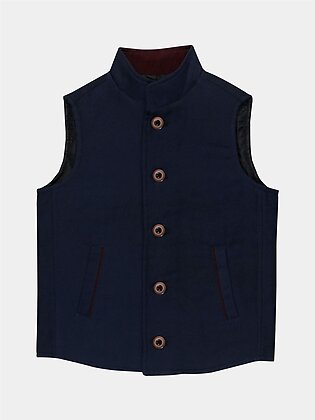 Navy Structured Quilted Casual Sleeveless Vest
