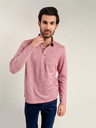 Pink Mercerized Full Sleeves Polo Shirt