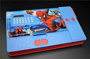 Spiderman Jumbo Geometry Box Double-sided with Inbuilt Calculator, Sharpener, Drawers, Fancy Pencil Case for School kids/Boys