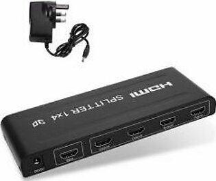 4 Port HDMI Splitter 1X4 with Power Adapter Support 3D 4K*2K, Full HD1080p