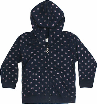 UNIT GIRLS Purple Polka Dots Blue Cotton French Terry Hoodie