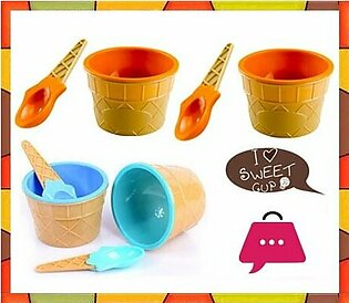 Ice Cream Bowl with Matching Spoons 4 Pcs Set