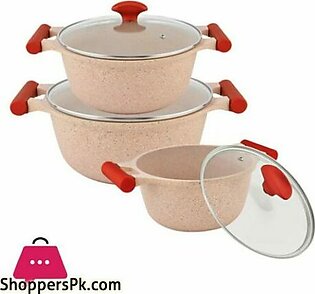 Prestige Essential Granite Cookware Set of 6 Pcs Pink – 80969