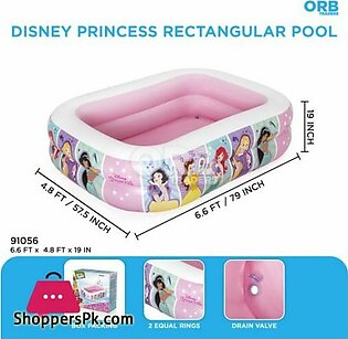 Bestway Disney Princess Inflatable Family Pool For Kids Girls & Boys Summer Play Water Games 4.8 Fit Width 19 Inch Depth 6.6 Ft Length – 91056