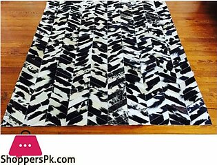 Black and White Chevron Cowhide Patchwork Rug