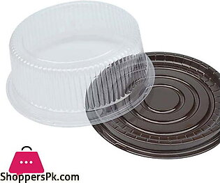 9 Inch Round Cake Container Chiffon Cake Disposable Clear Plastic with Black Base Carry Display Storage Box Pack of  12