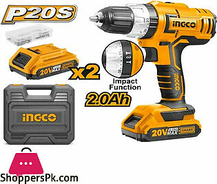 Ingco Cordless Lithium-Ion Impact Drill With 2 Batteries 20V – CIDLI20031