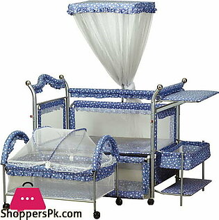 Multifunctional Crib European-Style Play Bed Children’s Bed BB Wrought Iron Bed Baby Bed Cradle Bed with Mosquito Net Storage Rack – 9322