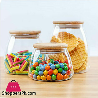3-Piece Glass Jars Canisters Set Food Storage Containers with Airtight Seal Bamboo Lid for Preserving Dry Food Cereal Cookies Coffee and Tea