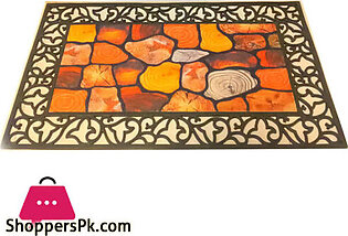 Printed Door Mat With Rubber Perforated Pattern Border 45 x 75 CM