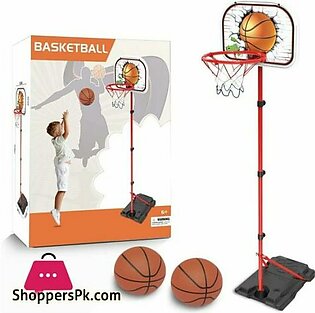 Basketball Hoop Kids Basketball Hoop and Stand for Kids 78-170CM Adjustable Height Basketball Stand with 2 Ball, Net, Air pump, Wrench, for Outdoor Indoor Basketball Hoop Portable Basketball Stand Set