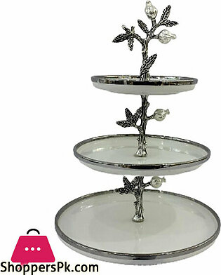 Orchid 3 Tier Cake and Cupcake Stand for Birthdays Wedding Party Dessert Holder Stand Silver – WB985