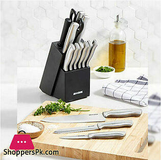 AR+COOK 15-Piece High-Carbon Stainless Steel Knife Block Set of 15 Pcs
