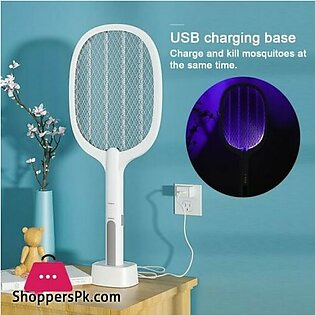 Electric Mosquito Fly Bugs Racket Insects Control Killer USB Rechargeable LED Lighting
