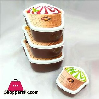 Ice-Cream Style Plastic Lunch Box 4 Piece Picnic Set