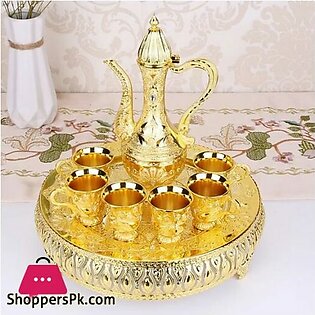 Arabic Turkish Coffee Cups Gawa Set of 8 Golden A1 – Zam Zam Water Set