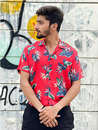 Red Floral Casual Shirt