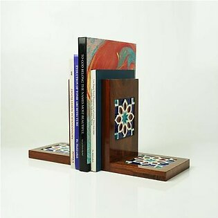 Wooden Bookend-Blue Floral