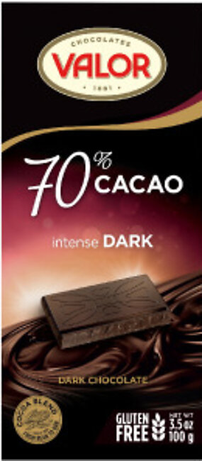 Valor Intense Dark 70% Cacao Chocolate 100 Grams