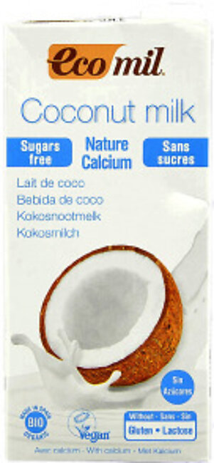 Ecomil Coconut Milk Nature Calcium | Sugar Free | Bio Organic | Vegan | Gluten Free | Lactose Free - 1000 ml
